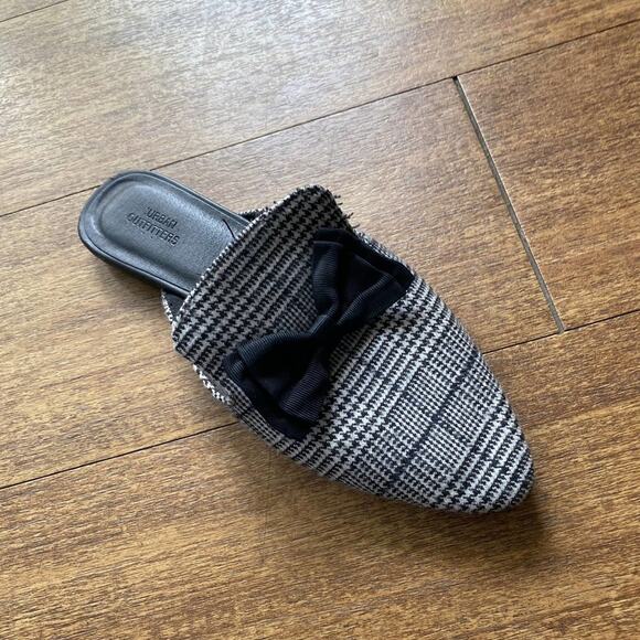 Urban Outfitters Houndstooth Bow Tie Mule Slides Slip-On Pointed-Toe Size 7 - Picture 3 of 8